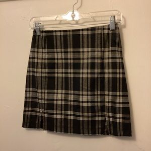 Black & Brown Plaid Pencil Skirt